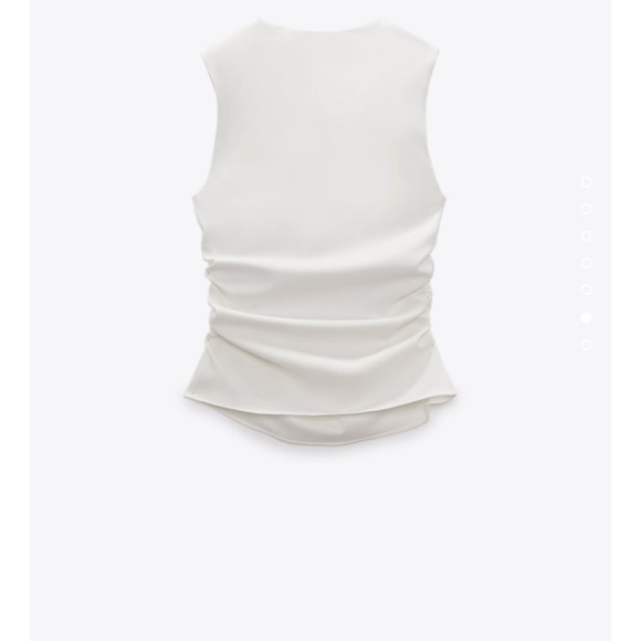 ZARA ASYMMETRICAL WHITE BUCKLED TOP SMALL NWT - Picture 3 of 6